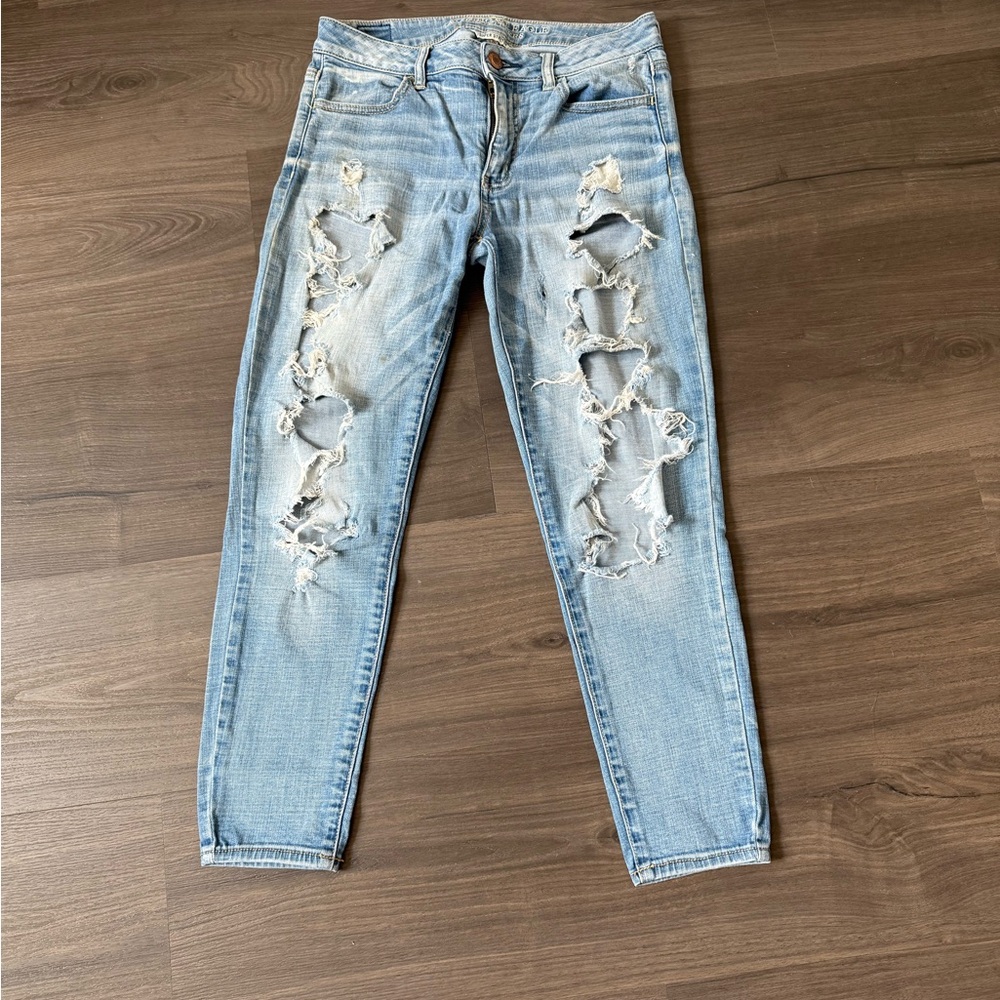 American Eagle Light Blue Distressed Skinny Jeans